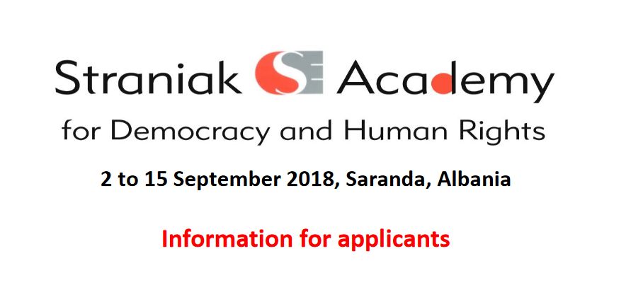Straniak Academy for Democracy and Human Rights - Call for Applications