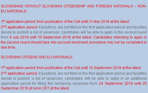 CALL FOR APPLICATION INTO POSTGRADUATE STUDY PROGRAMMES OF THE UNIVERSITY OF MARIBOR FOR THE ACADEMIC YEAR 2018/19