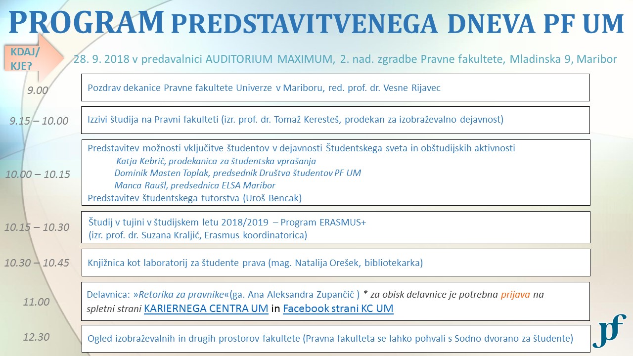 Vljudno vabljeni na PREDSTAVITVENI DAN PRAVNE FAKULTETE UNIVERZE V MARIBORU