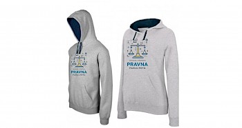 HOODIE KARIBAN - v sivi barvi z modro notranjostjo kapuce
