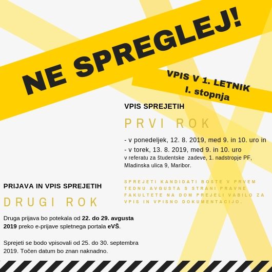 Prijavno - sprejemni postopek za Univerzitetni študijski program Pravo
