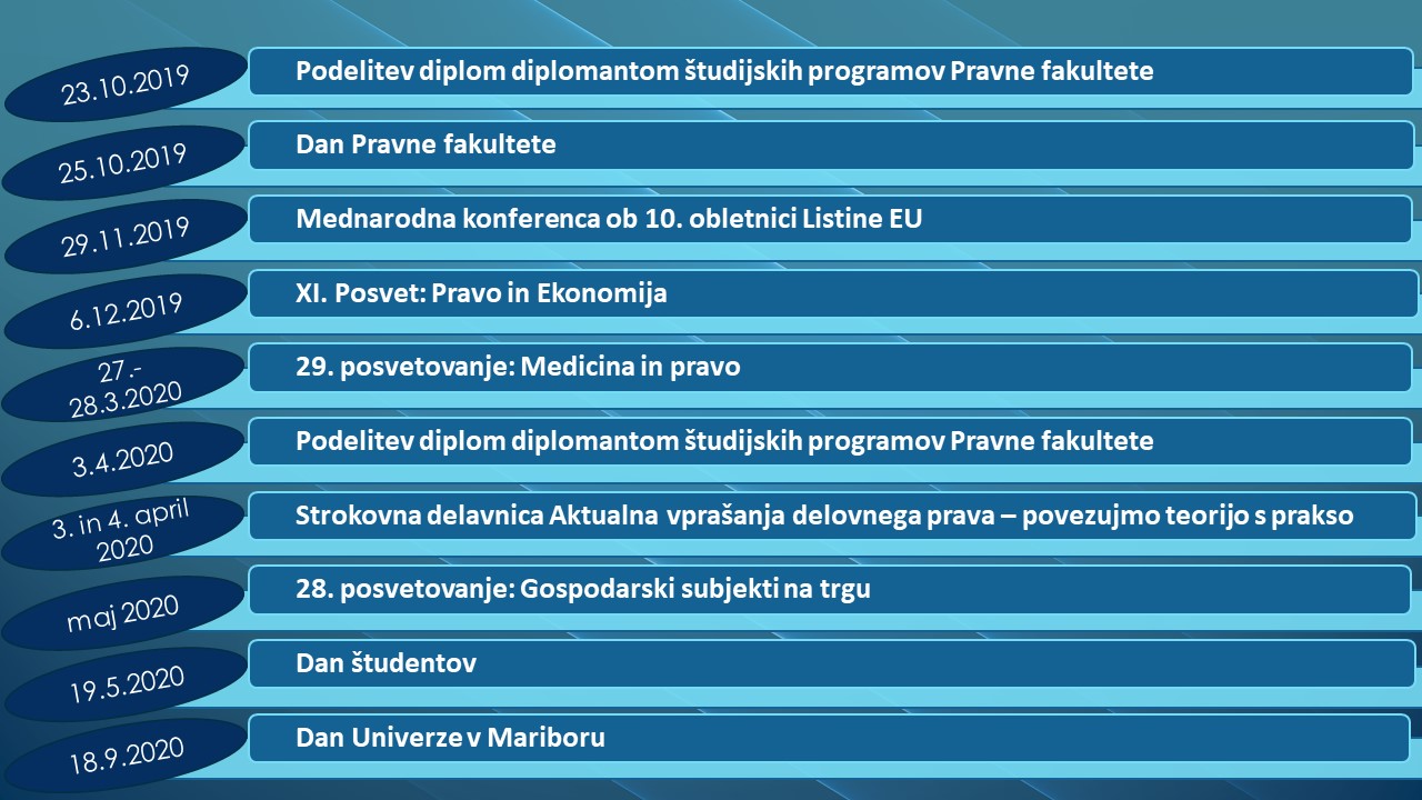 NAPOVEDNIK DOGODKOV PRAVNE FAKULTETE UNIVERZE V MARIBORU NAPOVEDNIK DOGODKOV PRAVNE FAKULTETE UNIVERZE V MARIBORU