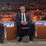 Prof. dr. Boštjan Brezovnik in prof. dr. Borut Holcman na Omizju RTV Maribor o pokrajinah, 16. oktobra 2019 - Slika 1