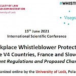 Prof. dr. Darja Senčur Peček je sodelovala na mednarodni znanstveni konferenci  »Workplace Whistleblower Protection in the V4 Countries, France and Slovenia - Current Regulations and Proposed Changes« - Slika 1