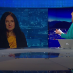 Prof. dr. Janja Hojnik v Odmevih o ukrepih po poljskih volitvah, 16. oktobra 2023 - Slika 1