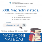 XXII. nagradni natečaj za diplomske, magistrske in doktorske naloge s področja Slovencev v zamejstvu in Slovencev po svetu - Slika 1