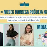 Infografika Maj = Mesec dobrega počutja na Univerzi v Mariboru s fotografijami vseh treh gostov