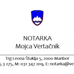 Infografika s kontaktnimi podatki Notarke Mojce Vertačnik