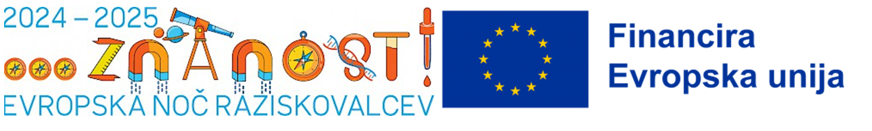 Logotipa Evropska noč raziskovalcev 2025-2025 in Financira Evropska unija