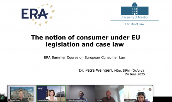 Assoc. Prof. Dr. Petra Weingerl lectured at the ERA - Academy of European Law (ERA) Summer School Assoc. Prof. Dr. Petra Weingerl lectured at the ERA - Academy of European Law (ERA) Summer School