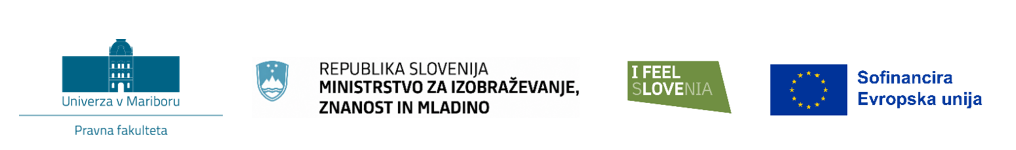 Logotipi UM PF, Ministrstvo za izobraževanje, znanost in mladino, I feel Slovenia, Sofinancira Evropska unija